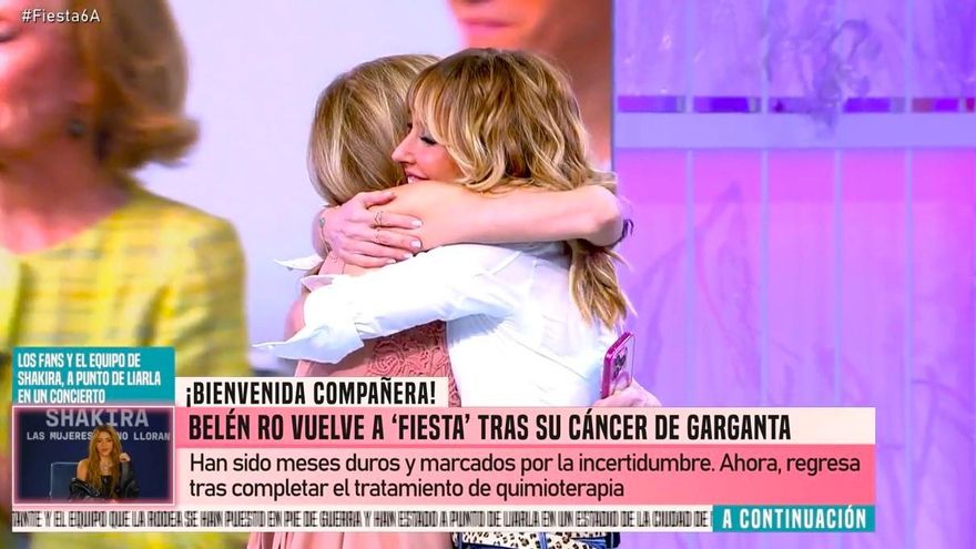 Belén Ro se reincorporó a 'Fiesta' tras el cáncer, ante una emocionada Emma García: "Estoy blandita"