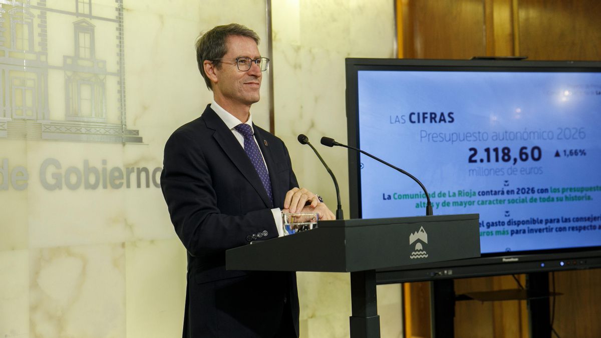 Capellán presenta los Presupuestos de La Rioja para 2026 con 2.118 millones de euros y un aumento del 1,66%