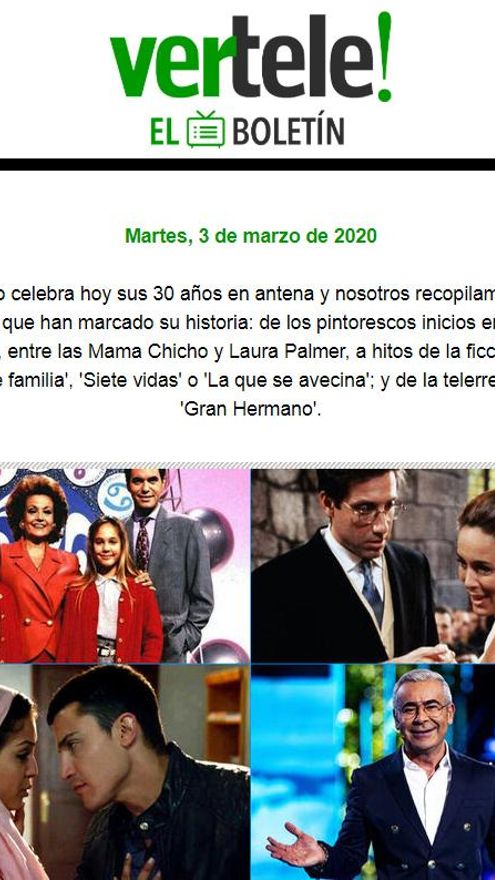 El encabezado del Boletín de Vertele de este martes 3 de marzo