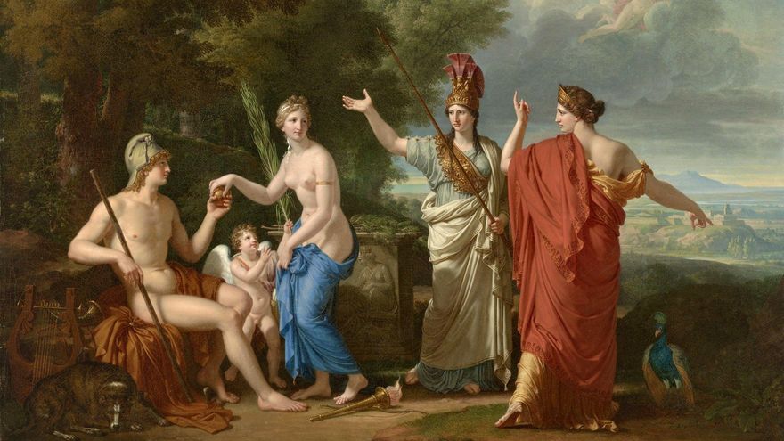 El juicio de Paris representado en una pintura