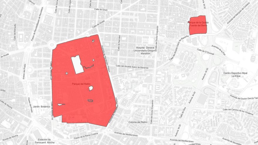 El Retiro y el resto de parques históricos de Madrid cierran este jueves por la alerta de viento