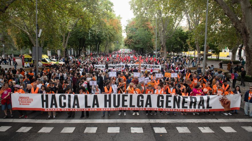 Última hora sobre las manifestaciones por la vivienda y de la acampada de Sol, en directo: miles de personas toman las calles de Madrid, València, León y Cádiz