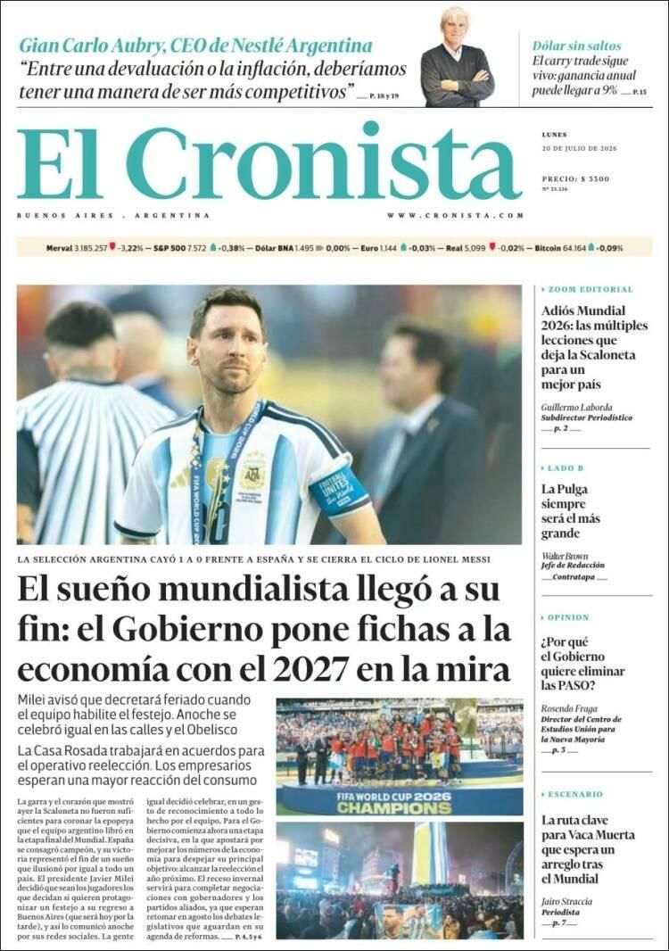 Las lágrimas de Messi y el título de España, en las tapas de los diarios del mundo