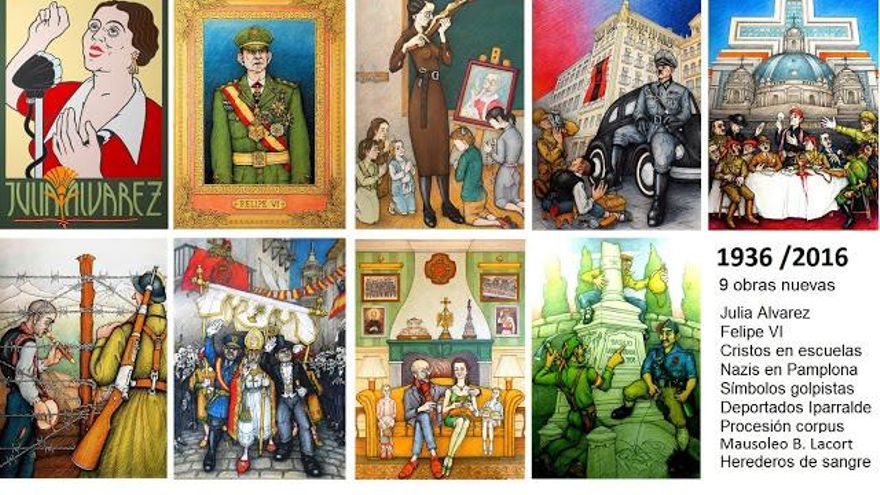 Algunas de las obras de Urtasun en la exposición por la que el exdiputado Jaime Ignacio del Burgo lo demandó