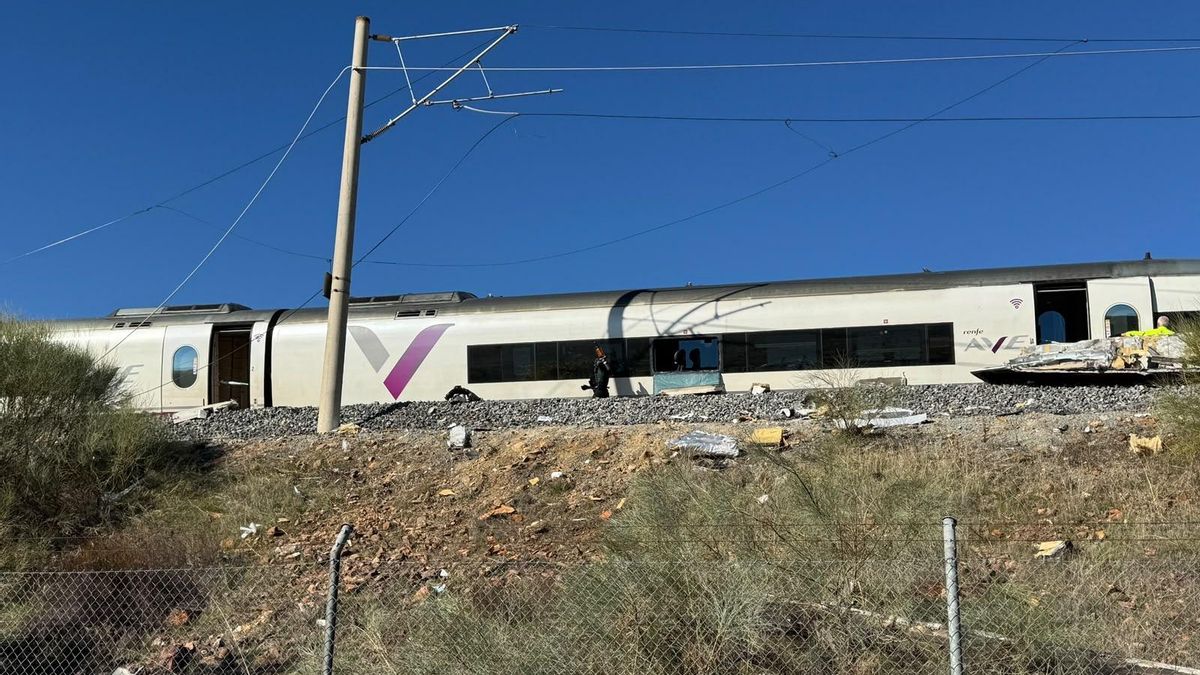 Primer plano de uno de los trenes accidentados en Urda.
