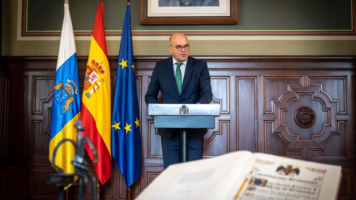Anselmo Pestana, delegado del Gobierno en Canarias, este viernes, en acto de conmemoración del 46 aniversario de la ratificación en referéndum de la Constitución española.
