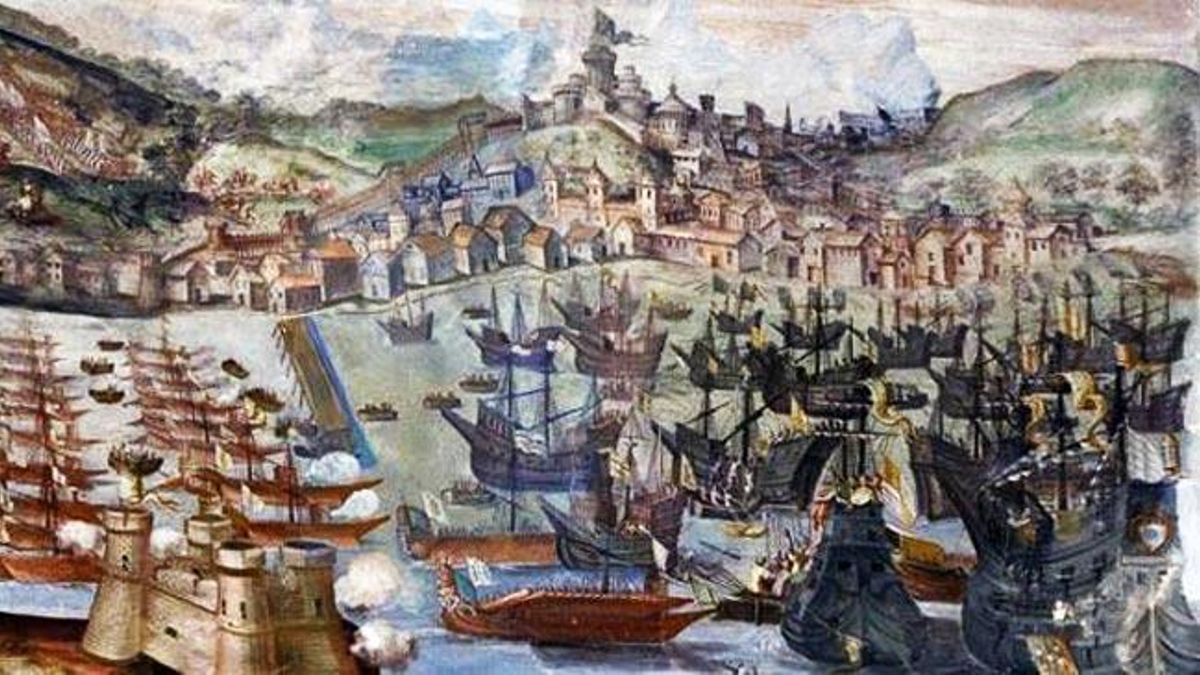 Un cuadro de la Contra Armada mostrando su derrota en La Coruña.