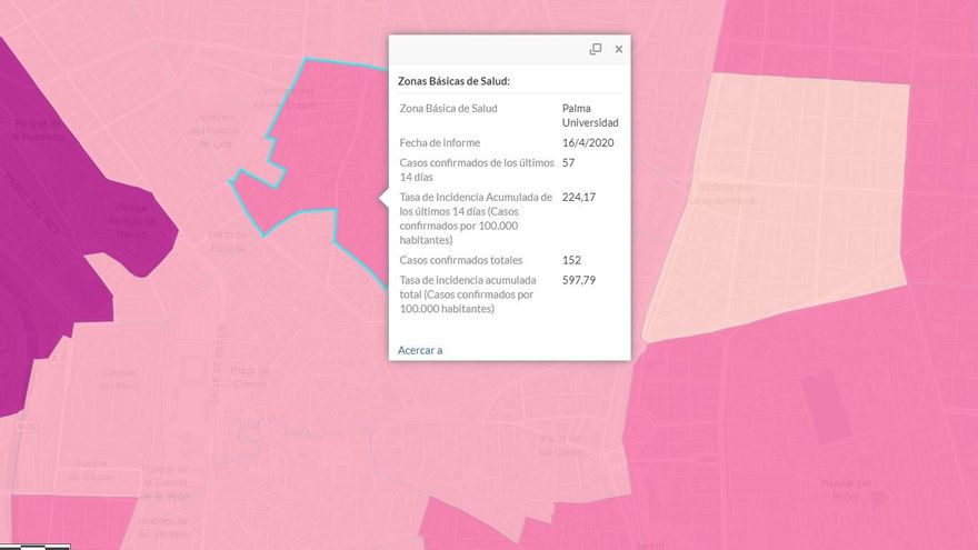 Mapa de contagios confirmados de Covid-19 en el distrito Centro de Madrid | CONSEJERÍA DE SANIDAD