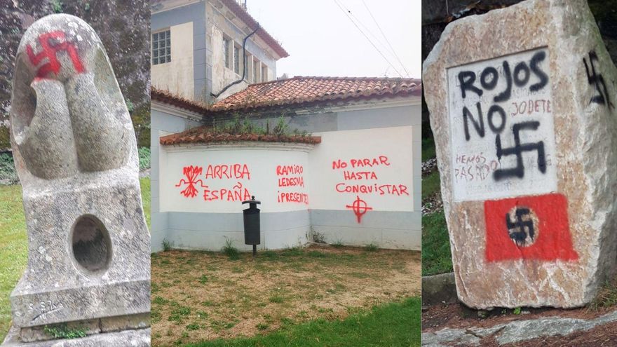 Pintadas nazis en el monumento a 136 asesinados por el franquismo en Vigo