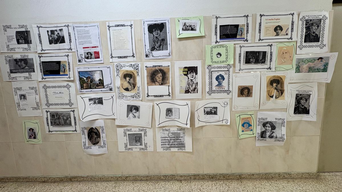 Mural con el material de los alumnos de ESO del IES La Albericia.