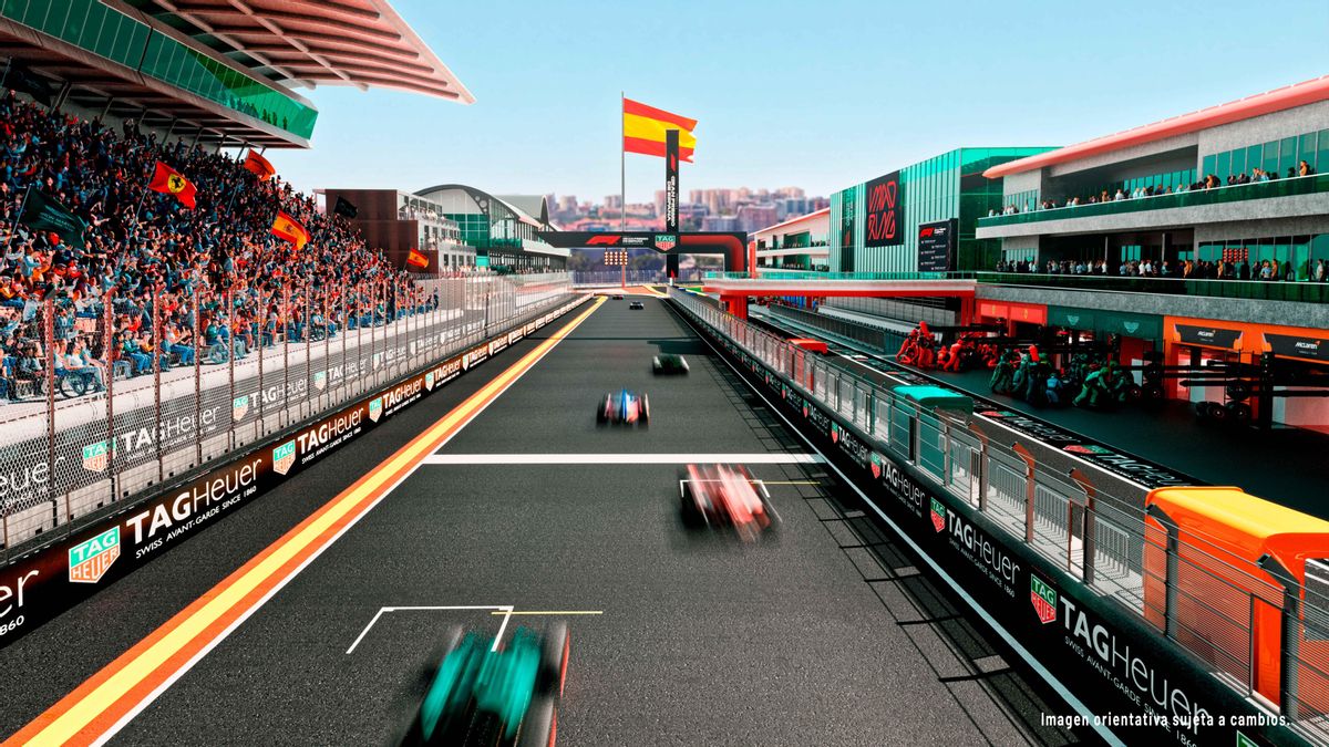 Las primeras imágenes del circuito de Fórmula 1 en Madrid: recreaciones con IA llenas de banderas de España