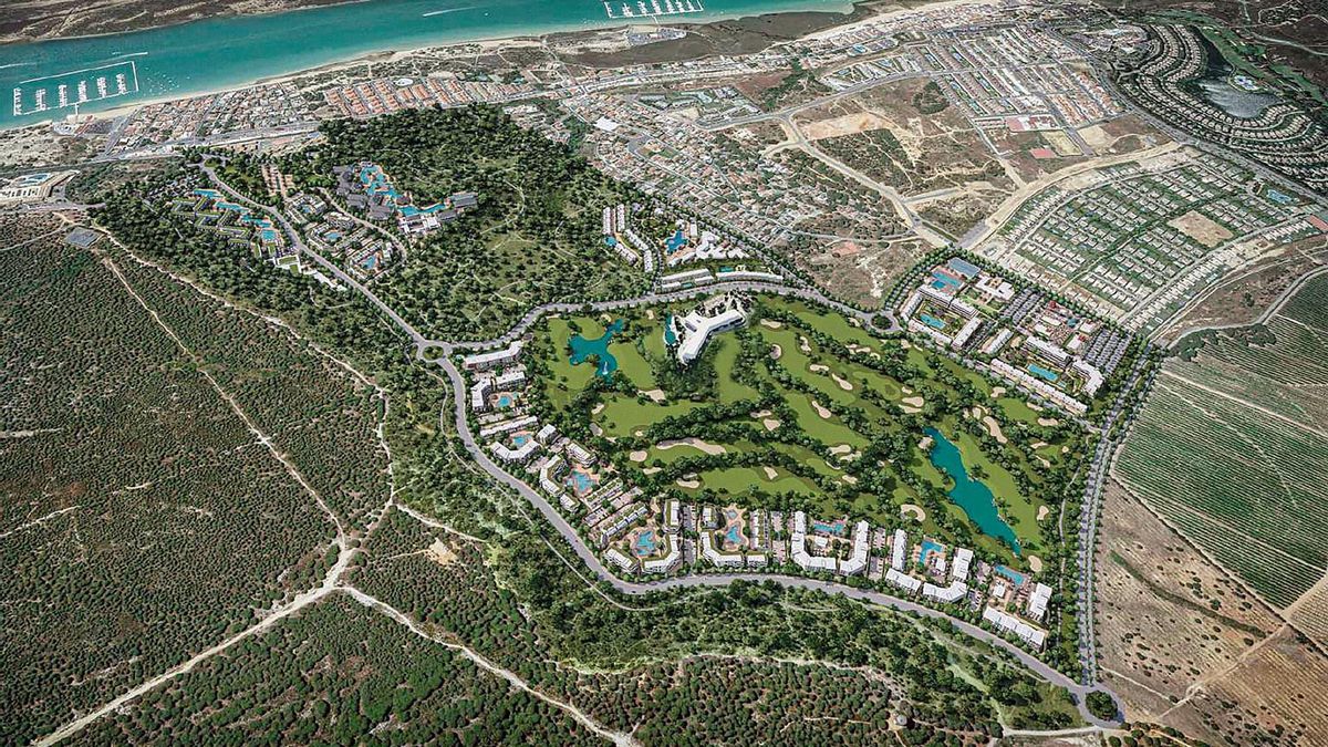 En primer término, los dos grandes espacios en los que se divide el proyecto, una superficie similar al actual El Rompido.