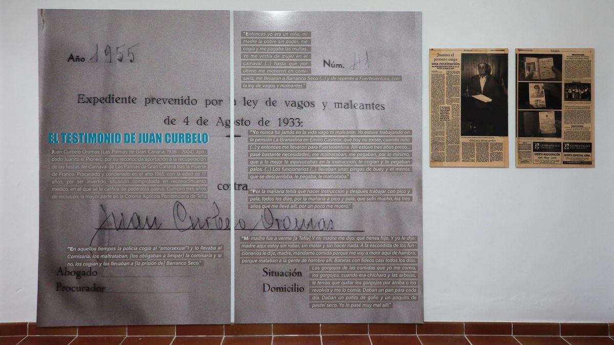 Testimonio de Juan Curbelo en la exposición en de Tefía, antigua Colonia Agrícola Penitenciaria