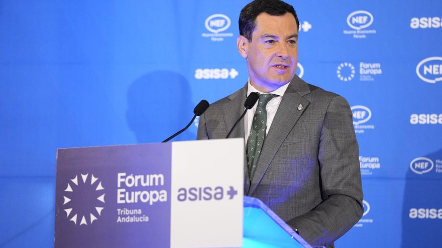 El presidente de la Junta, Juanma Moreno, este martes en Sevilla