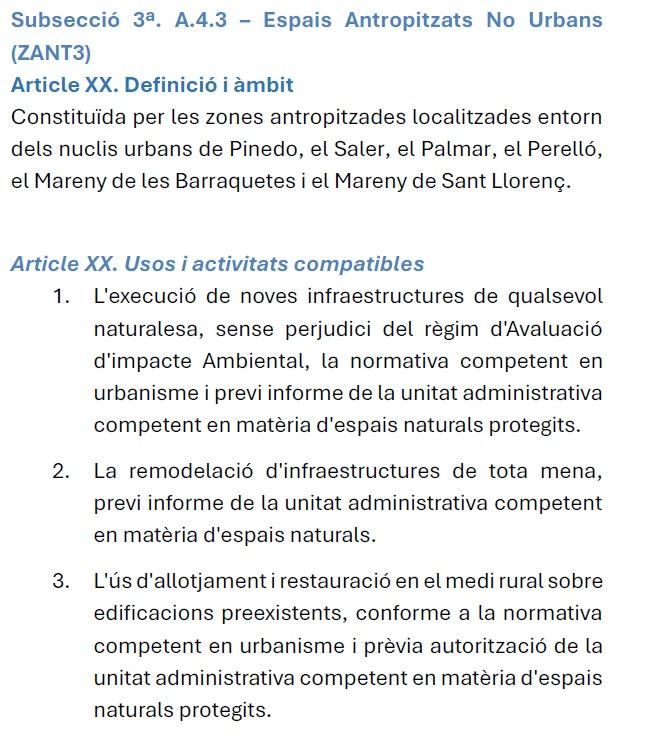Pantallazo de la nueva figura ZANT3 que propone el PORN de la Albufera que impulsa la Conselleria de Medio Ambiente.