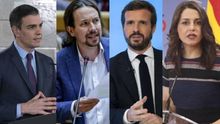 Pedro Sánchez, Pablo Iglesias, Pablo Casado e Inés Arrimadas.