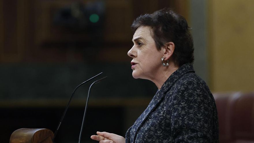 La portavoz de EH Bildu, Mertxe Aizpurua interviene durante el pleno