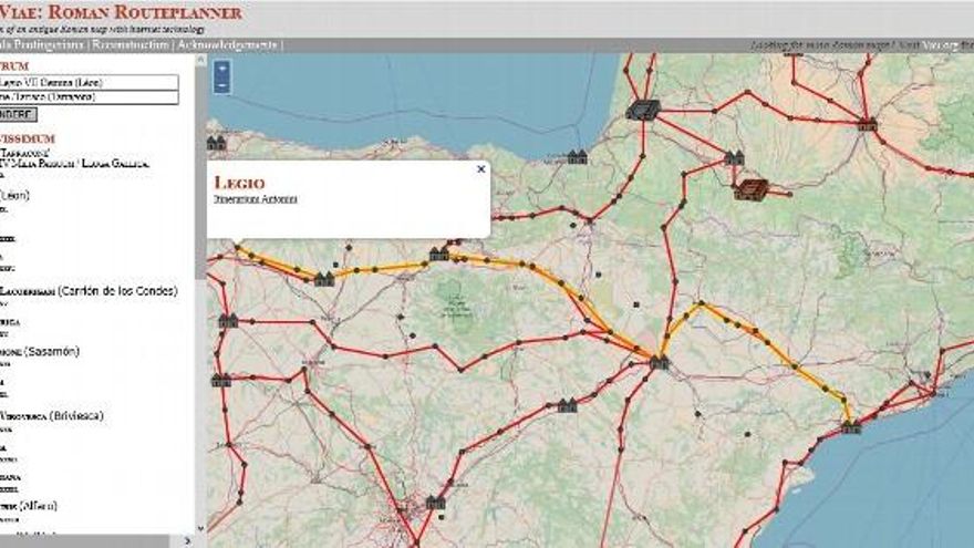 El calculador de rutas romanas 'Omnes Viae', que significa "Todas las Vías".