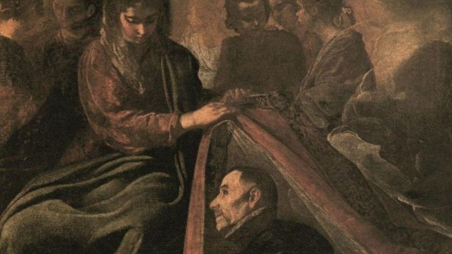 Detalle de la obra 'Imposición de la casulla a San Ildefonso', colgado en la Fundación Focus.