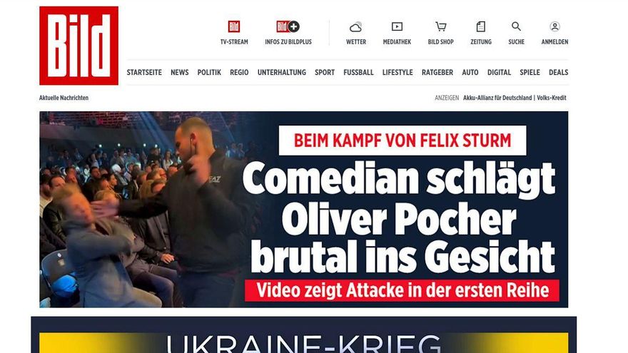 Captura de pantalla de la web del diario alemán Bild