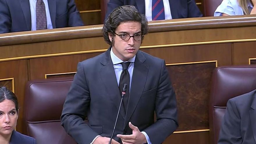 El diputado de Vox José María Figaredo, durante la sesión de control al Gobierno en el Congreso.
