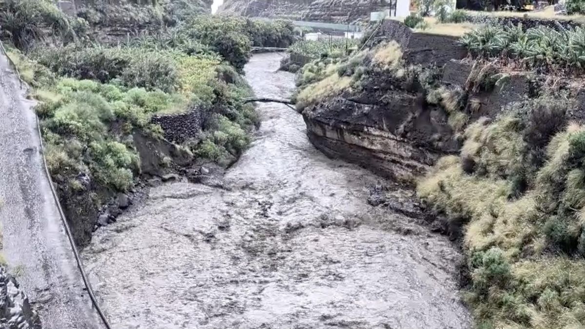 Barranco de Las Angustias tras las intensas lluvias registradas en La Caldera de Taburiente.