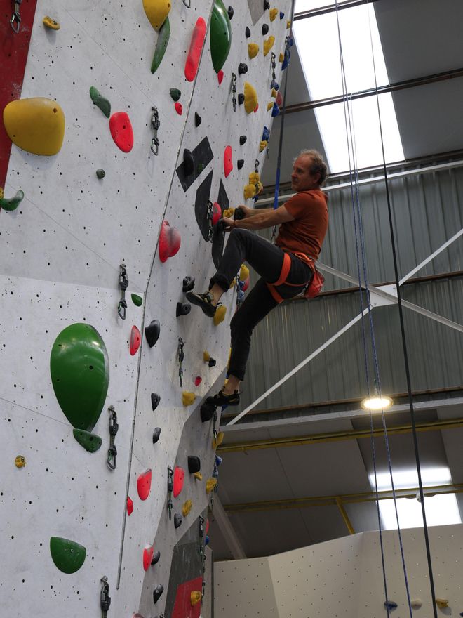 Joaquín Suárez durante el evento de escaladores con Parkinson.