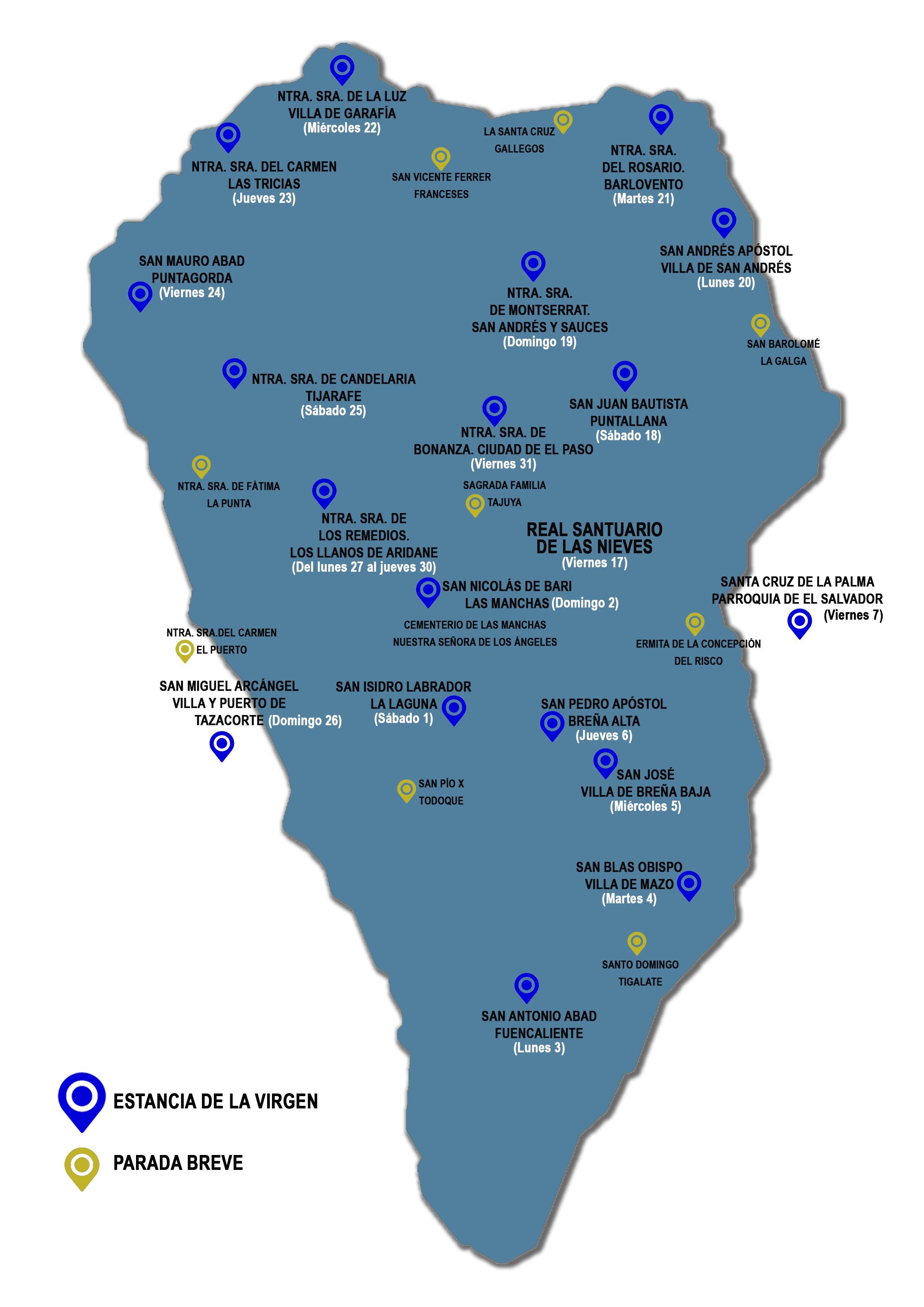 Recorrido de la imagen de la Virgen de Las Nieves  por los 14 municipios de La Palma.