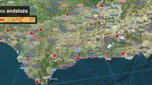 Mapa interactivo de los yacimientos arqueológicos romanos en Andalucía.