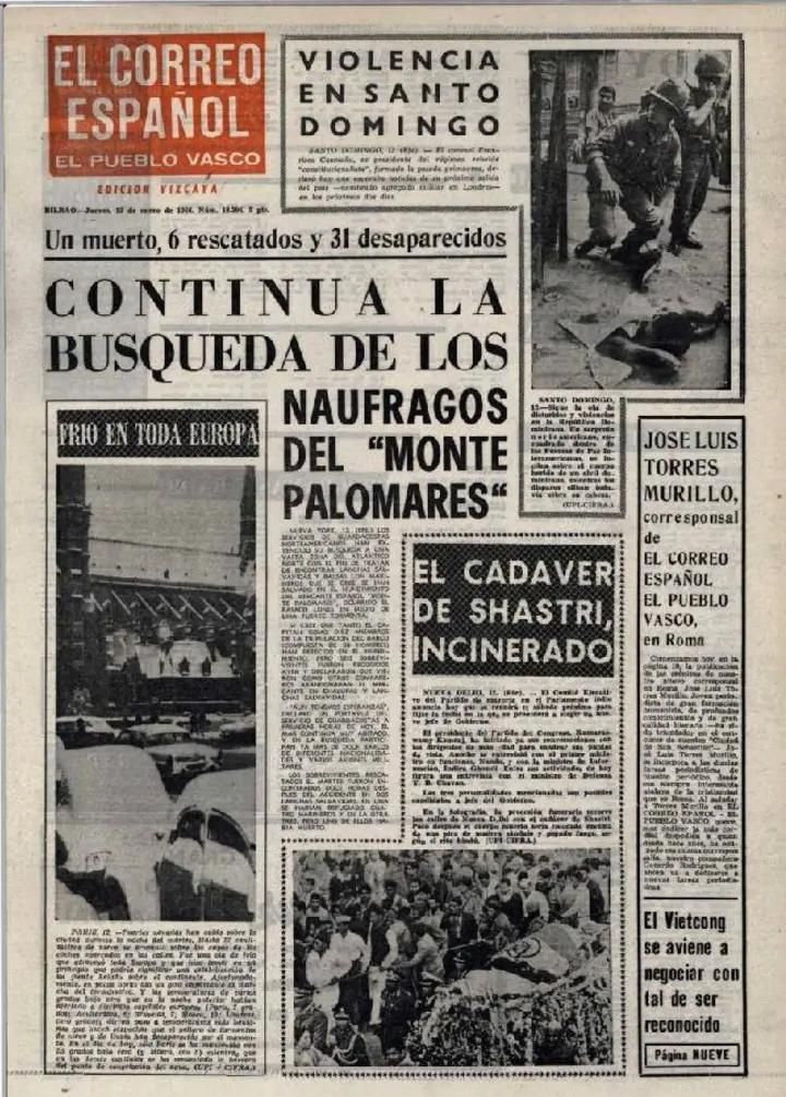 Portada de El Correo con el suceso.