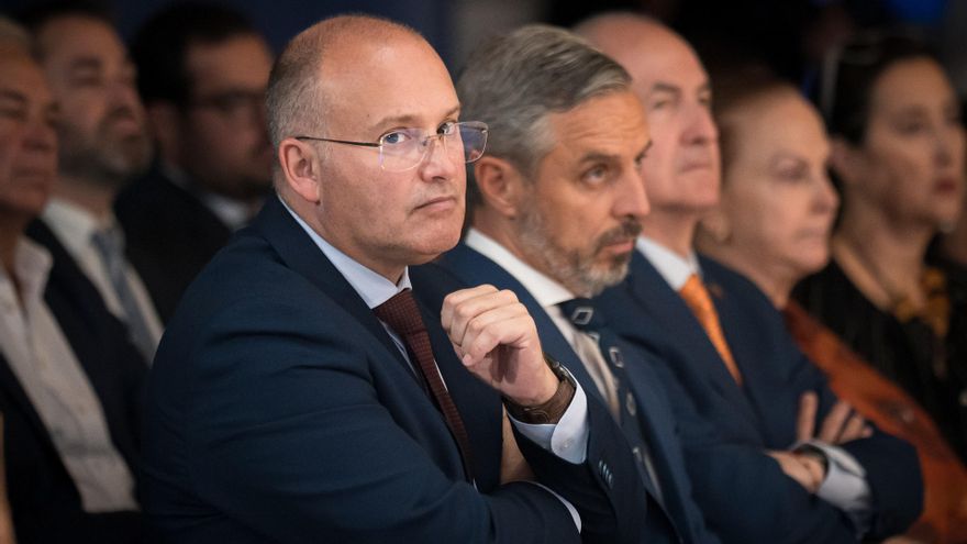 El secretario general del PP, Miguel Tellado, durante la inauguración del Campus FAES 2025: Europa y el futuro del vínculo atlántico, en el Espacio Bertelsmann, a 17 de septiembre de 2025, en Madrid (España).