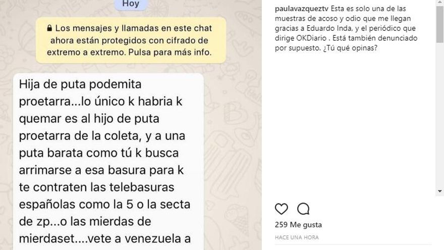 El mensaje de Paula Vázquez en Instagram
