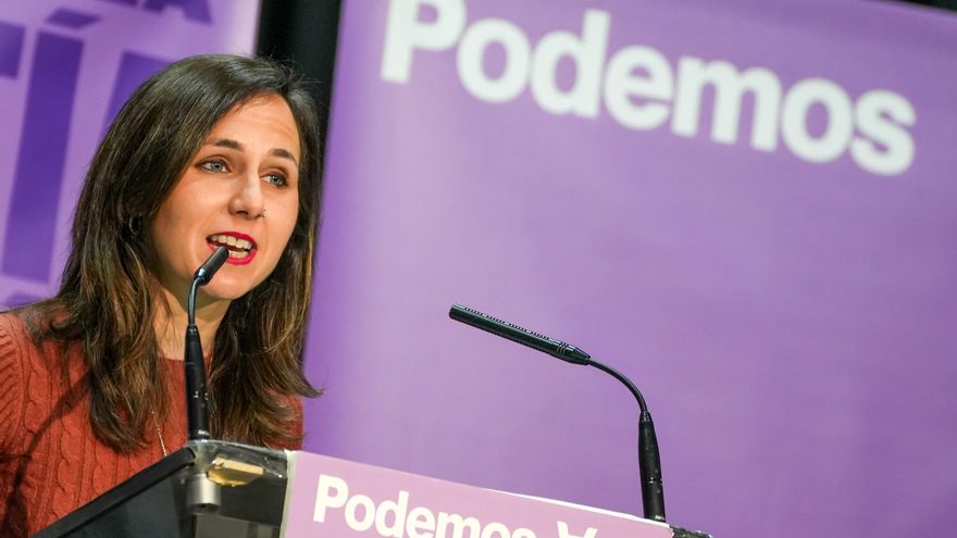 La secretaria general de Podemos, Ione Belarra, durante un acto público, en el centro cívico Bailarín Vicente Escudero, a 7 de marzo de 2026, en Valladolid, Castilla y León (España).