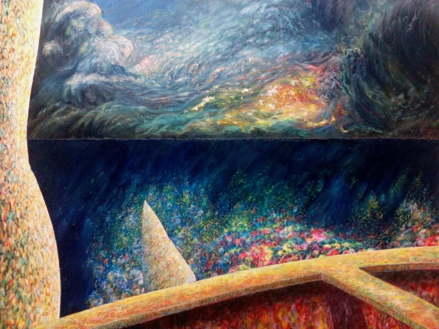 'Sirena y Barca'. Óleo sobre lienzo, 65 x 50 cm. Óscar Lorenzo, 2015.