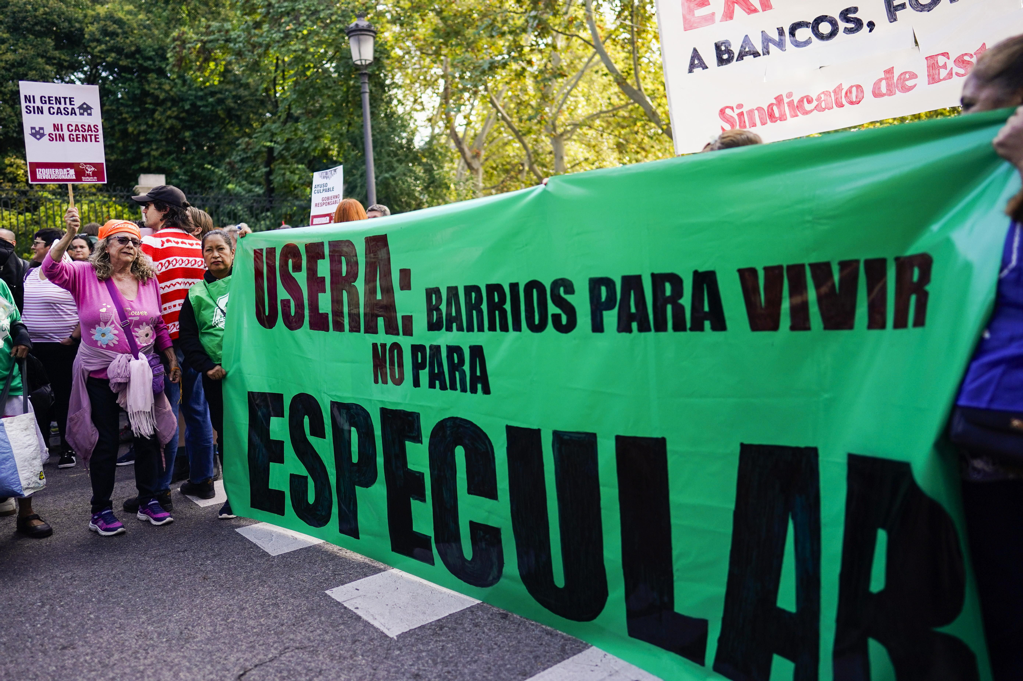 Pancarta en la manifestación por una vivienda digna de este domingo