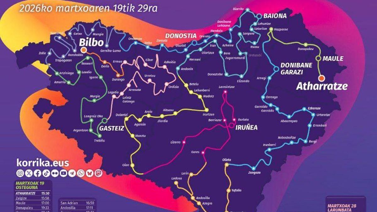 'Euskara gara': mapa y horarios de la Korrika “más participativa” de la historia desde Atharratze a Bilbao