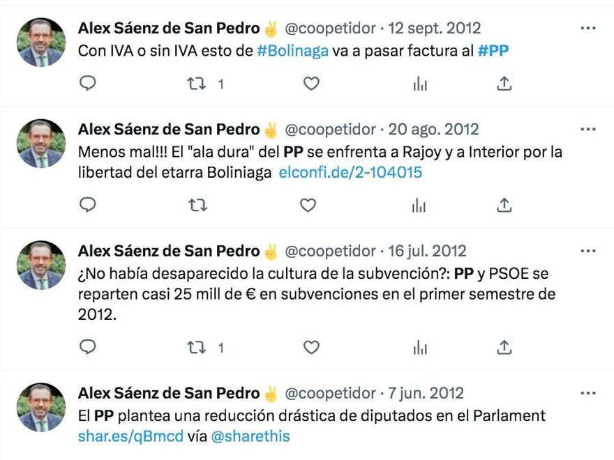 Captura de pantalla de uno de los mensajes publicados por el nuevo número dos del PP de Balears