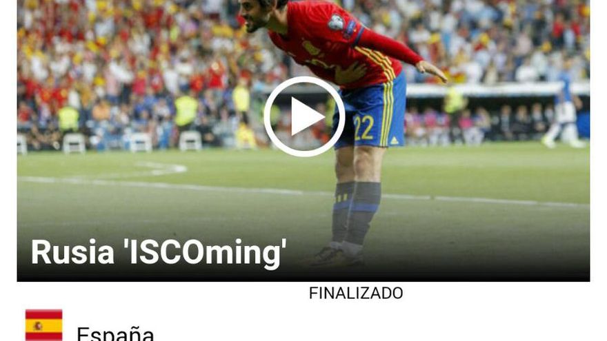 La portada de la web de Marca tras la victoria de España a Italia