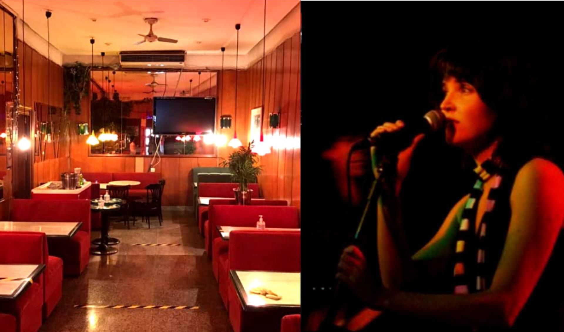 El interior del Red Bar y a la derecha, un concierto de Las Escarlatinas