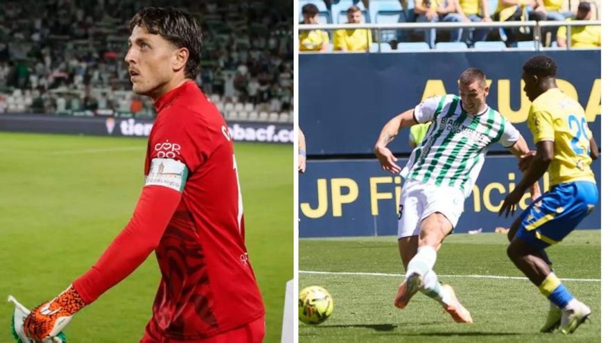Carlos Marín y Adri Fuentes, en la rampa de salida del Córdoba CF