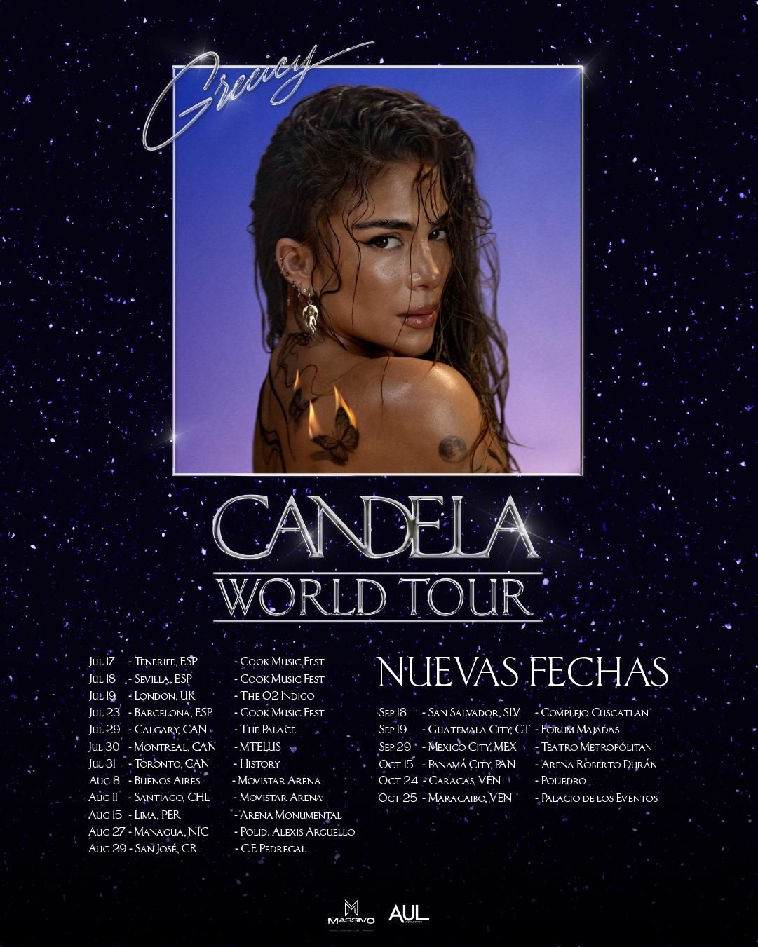 Fechas de los conciertos de la cantante colombiana.