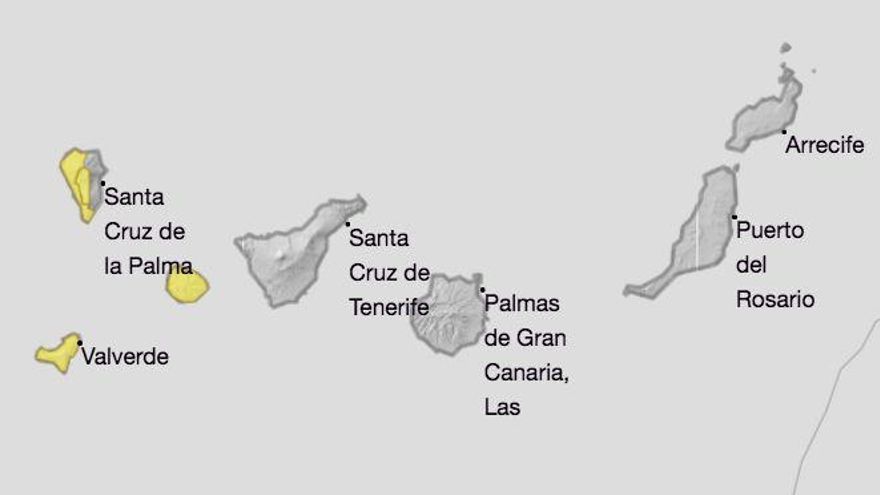 Mapa de la Aemet de los avisos de riesgo  viento  para  el miércoles y jueves.