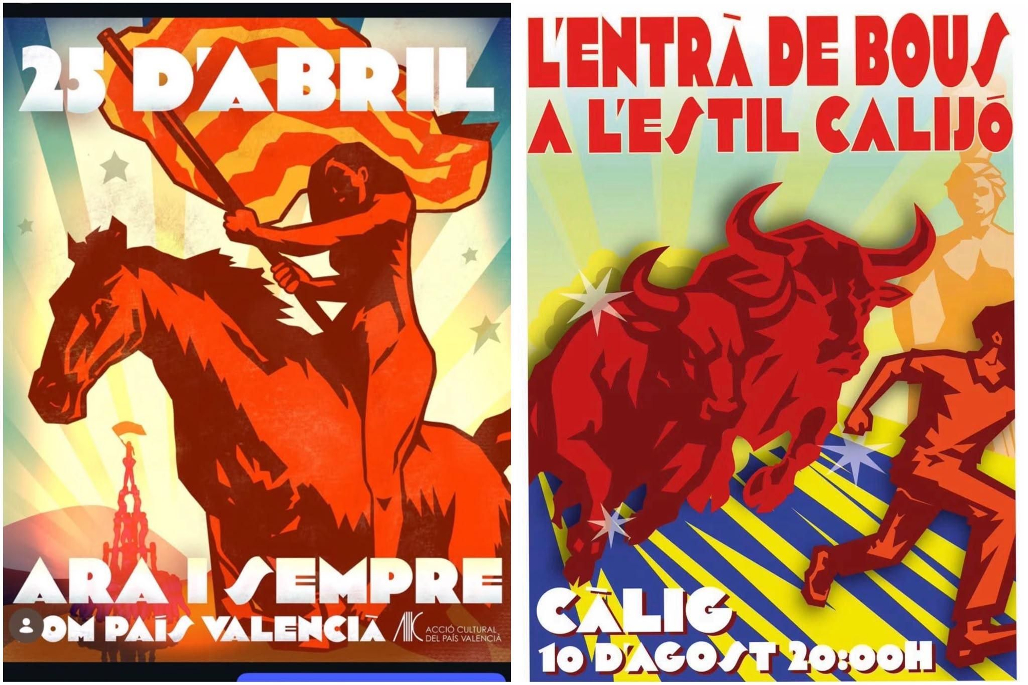 Cartel de Cesc Roca, a la izquierda, con el realizado por el autor del plagio al que le han retirado el premio.