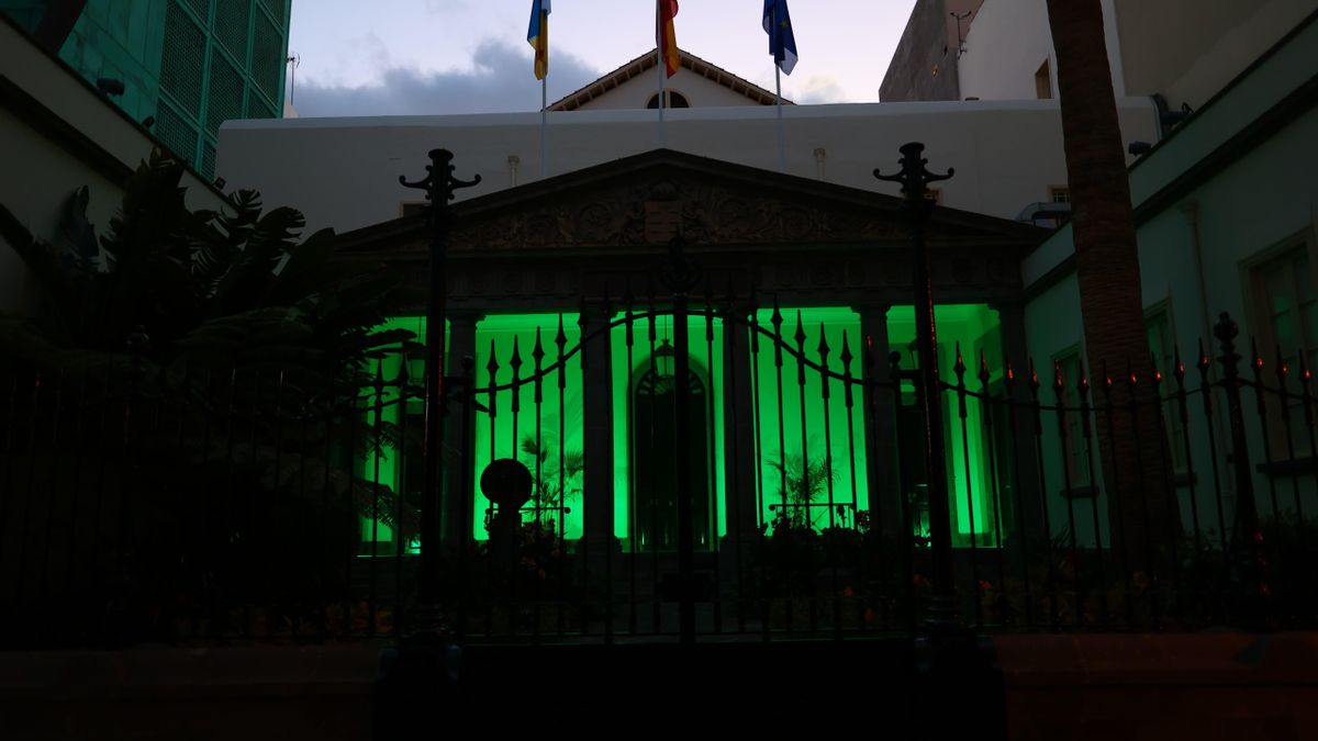 El Parlamento de Canarias se ilumina de verde por el Día Mundial de la lucha contra la ELA