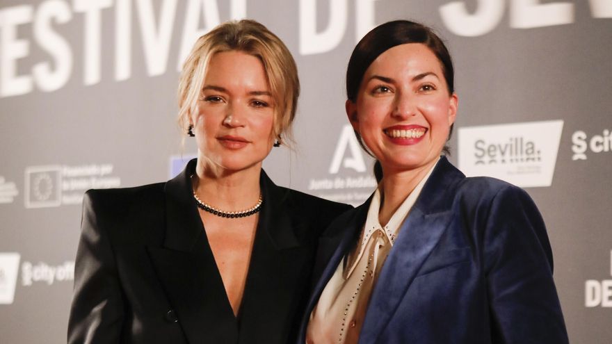 La actriz la belga Virginie Efira y la directora francesa Rebecca Zlotowski en el photocall