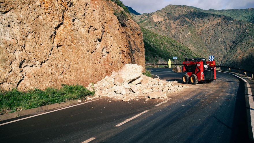 Desprendimiento en La Gomera por la borrasca Therese.