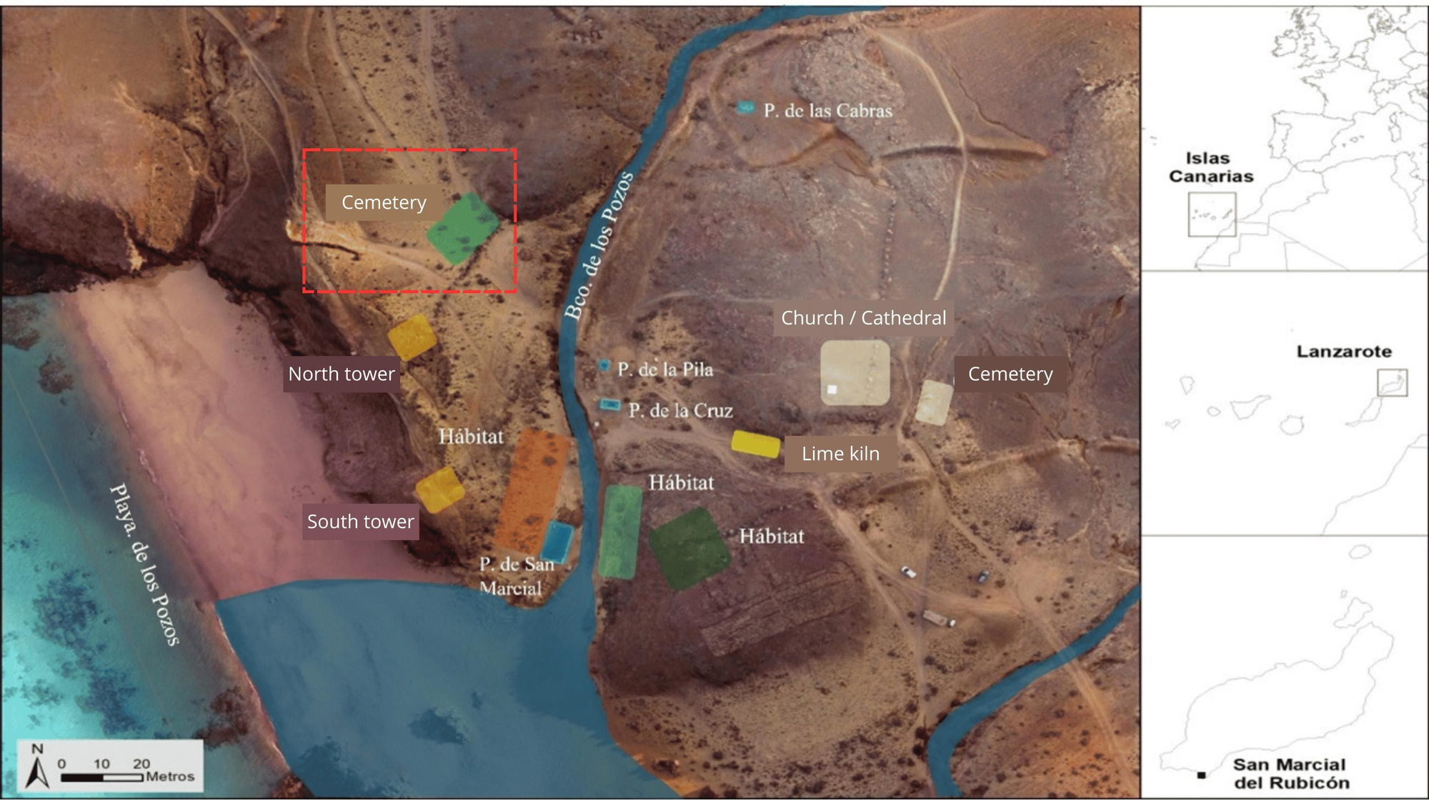 Plano del yacimiento San Marcial de Rubicón, en Lanzarote.