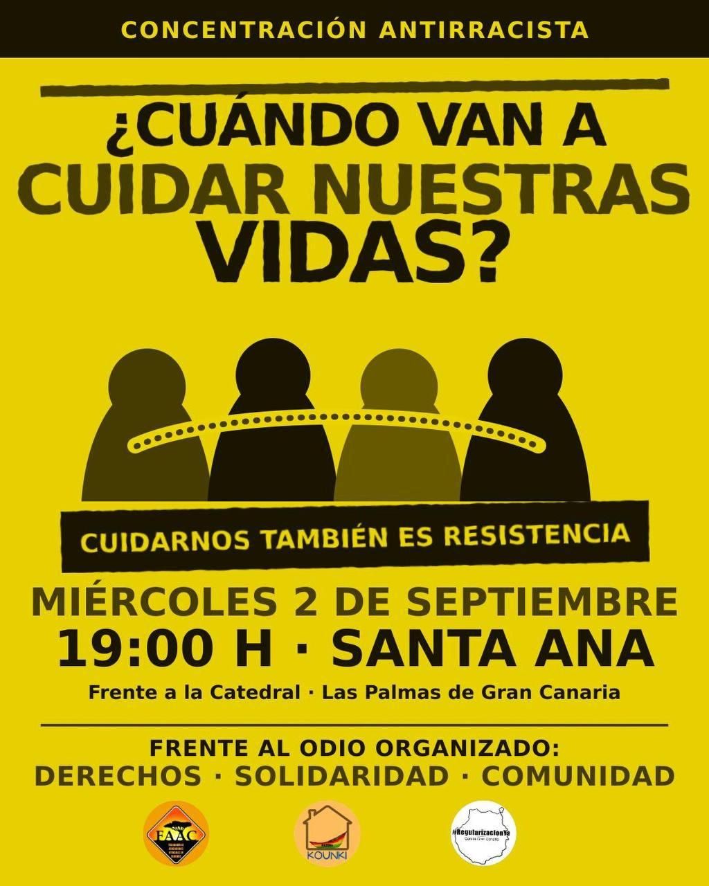 Cartel de la concentración antirracista en Las Palmas de Gran Canaria.