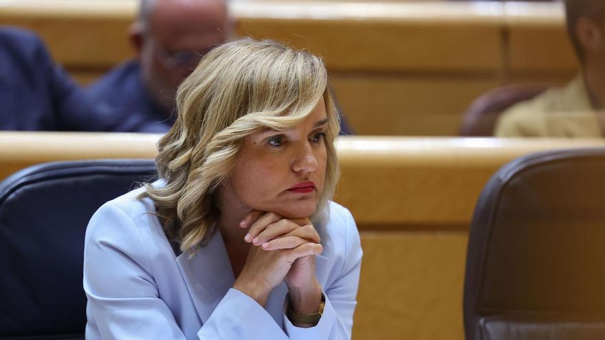 La ministra de Educación, Pilar Alegría, durante la sesión de control al Gobierno celebrada este martes por el pleno del Senado.