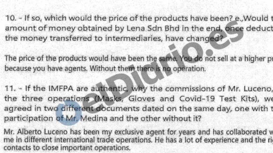 Alguien que se identifica como San Chin Choon escribe al juez del caso mascarillas exculpando a Medina y Luceño